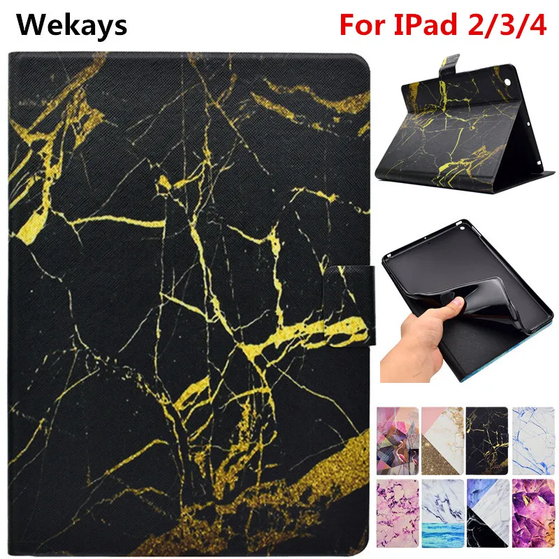 

Wekays Tablet Case For Apple Pad IPad 2 3 4 Marble Smart Leather Flip Fundas Case For Coque IPad2 IPad3 IPad4 Tablet Cover Cases