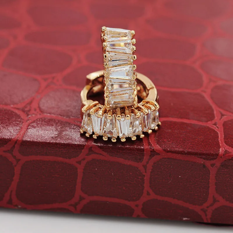 Женские серьги кольца MxGxFam желтое золото прозрачный фианит AAA + новинка|hoop earrings for