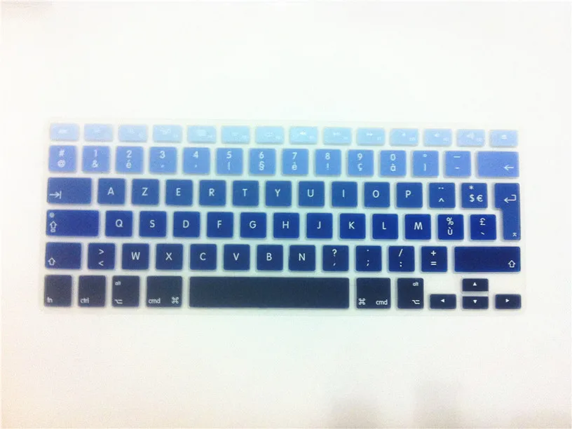 Градиентный французский AZERTY ЕС Силиконовый чехол для клавиатуры Наклейка для MacBook Pro air 1" 15" 17"
