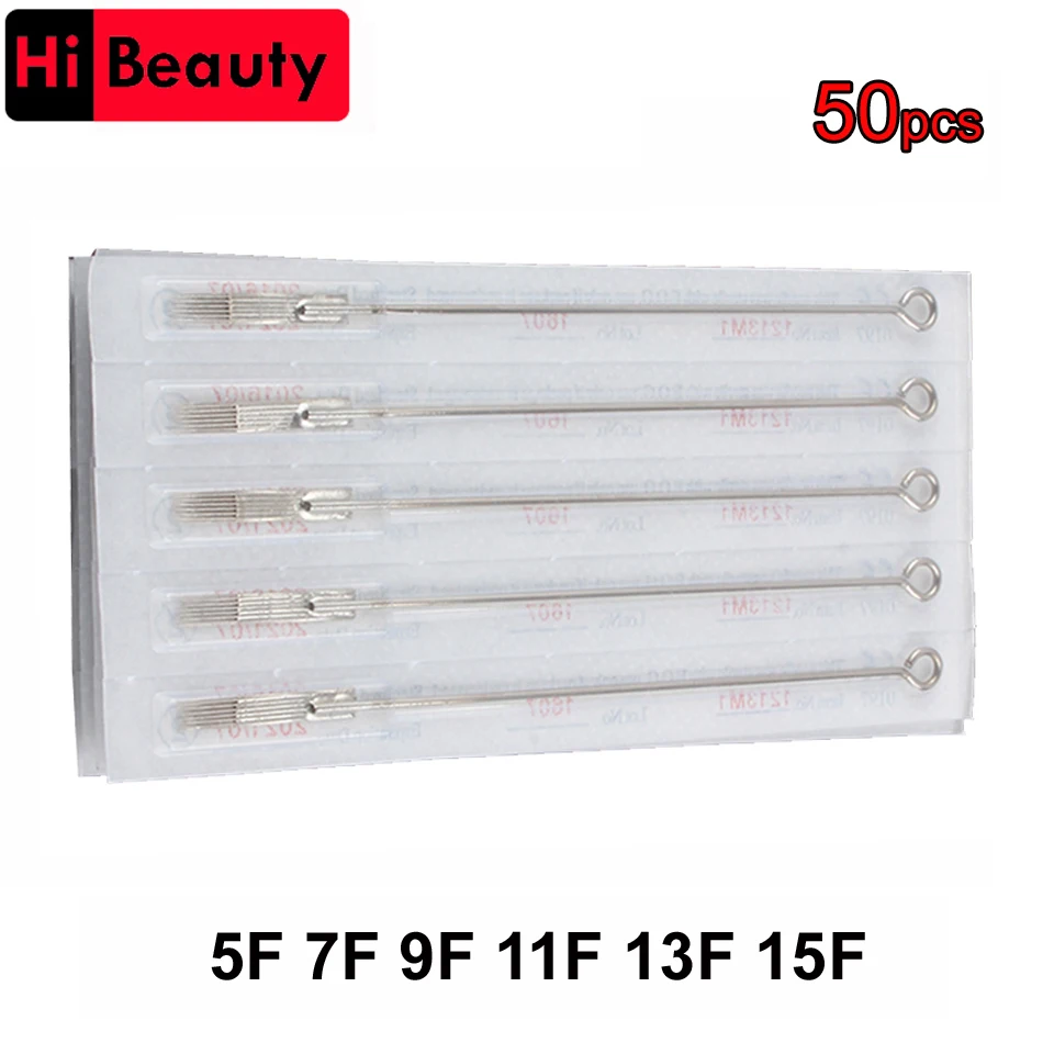 

50PCS/Lot Disposable 5F 7F 9F 11F 13F 15F Sterilized Liner Tattoo Piercing Needles Microneedling For Tattoo & Body Art