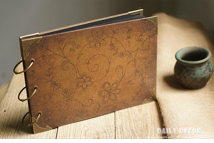 Высокое качество Vintage DIY a4 фото альбом ручной Водонепроницаемый Жесткий Картон Фотоальбом с медное кольцо