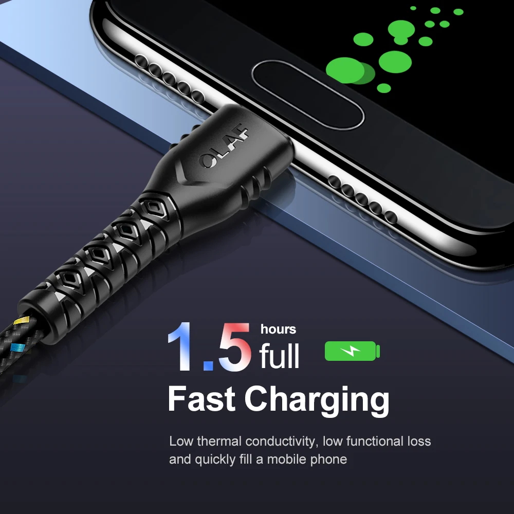 OLAF 2.4A usb type c кабель 3 м для Xiaomi mi a2 mi 9 USB C кабель Быстрая зарядка для samsung S9 S8 A50 OnePlus 6t type-c usb-c кабель