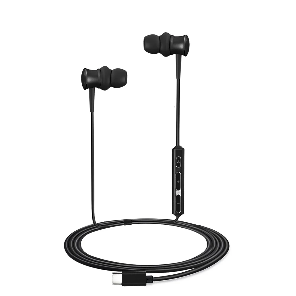 Black HENZIN usb type C Наушники Hi-Fi цифровые 3D аудио наушники для samsung S8 Note 8 type-c USB наушники-вкладыши для Xiaomi mi5 mi6 huawei P10 - Цвет: Black