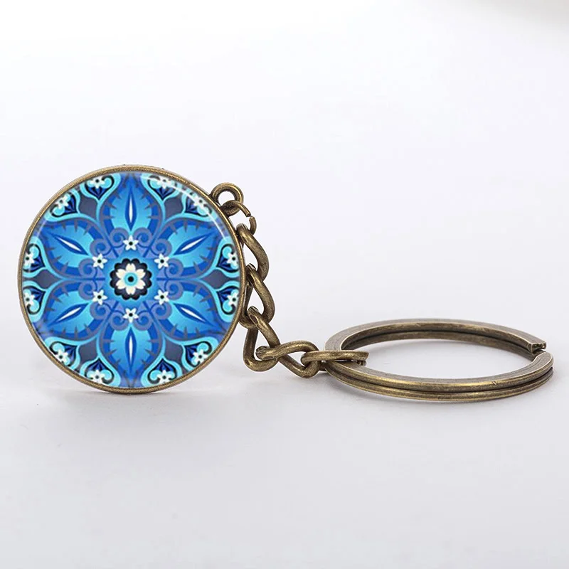 SUREYI модный стиль Мандала брелок Йога Лотос шаблон брелок Ловец снов стеклянный купол на брелок ювелирные изделия для женщин Подарки