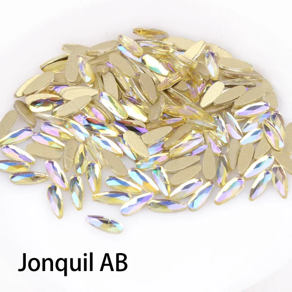 Jonquil AB Flatback Water Drop 2x6mm 30/100pcs/lot Nails Art Rhinestone Colorful AB Stones For 3D Nail Art Decoration Free shipping - Цвет: Jonquil AB