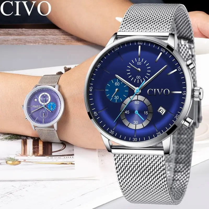 CIVO часы мужские спортивные водонепроницаемые хронограф Топ бренд Роскошные