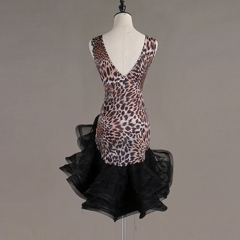 Beauty Leopard Latin Dance Dresses For Ladies High Quality Fabric Woman Feminine Professional Ballroom Nice Garment S-2XL DL3932 |