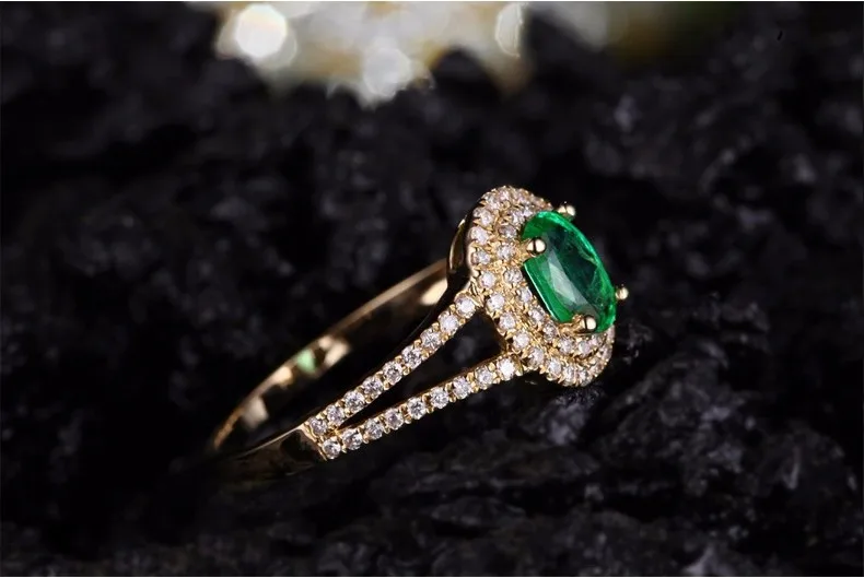 CaiMao 0.41ct натуральный изумруд 18KT/750 желтое золото 0.35ct Бриллиант круглой огранки обручальное кольцо ювелирные изделия драгоценный камень
