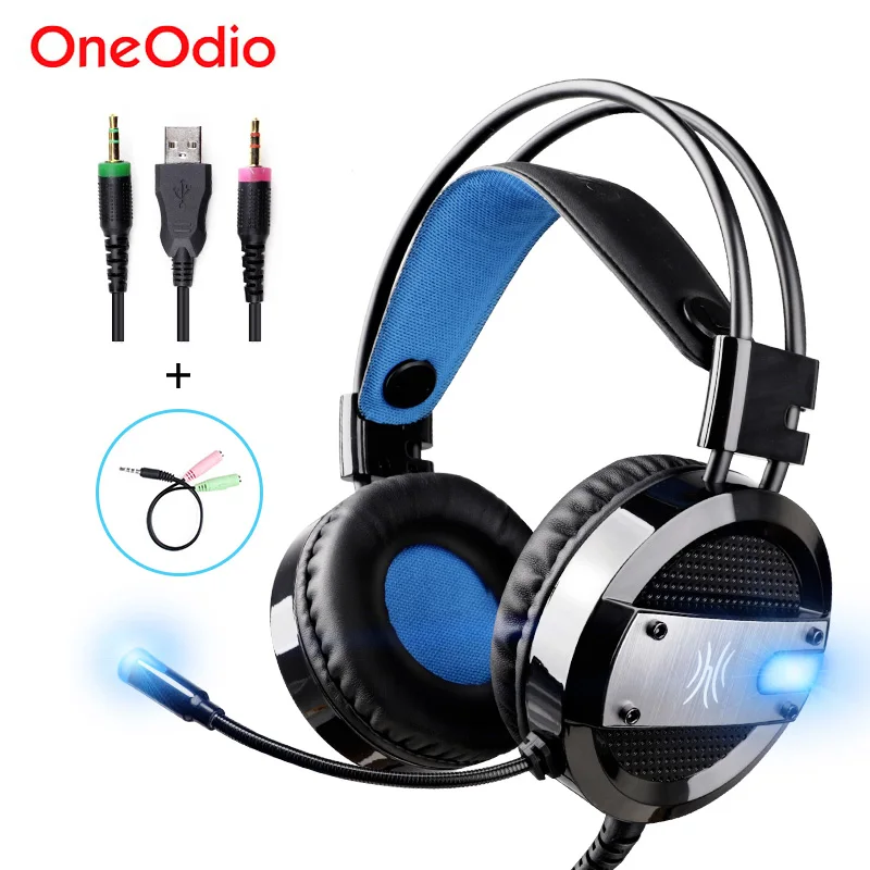 Oneodio светодиодный игровая гарнитура Hifi проводные USB Игровые наушники с