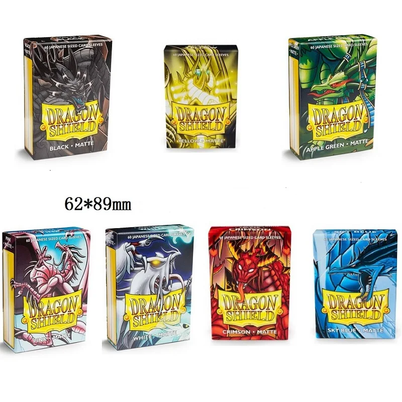 60 шт 62x89 мм Цветные матовые рукава для Карт Yugioh Denmark Dragon Shield, защитные рукава для карт мини размера VG BS PP, крышка