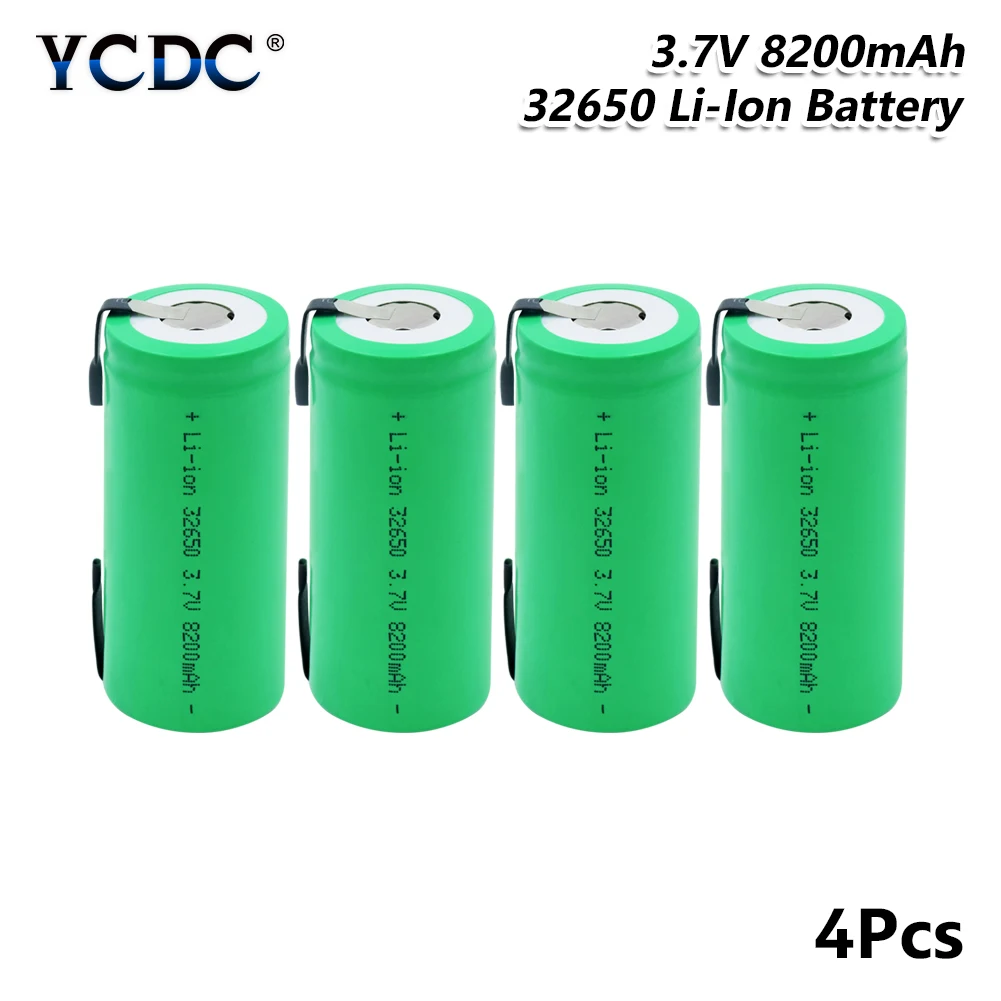 Высокоразрядные 3,7 V 8200mAh резервного питания перезаряжаемые литиевые батареи 32650 литий-ионная батарея сварочные никелевые листовые батареи - Цвет: 4 PCS