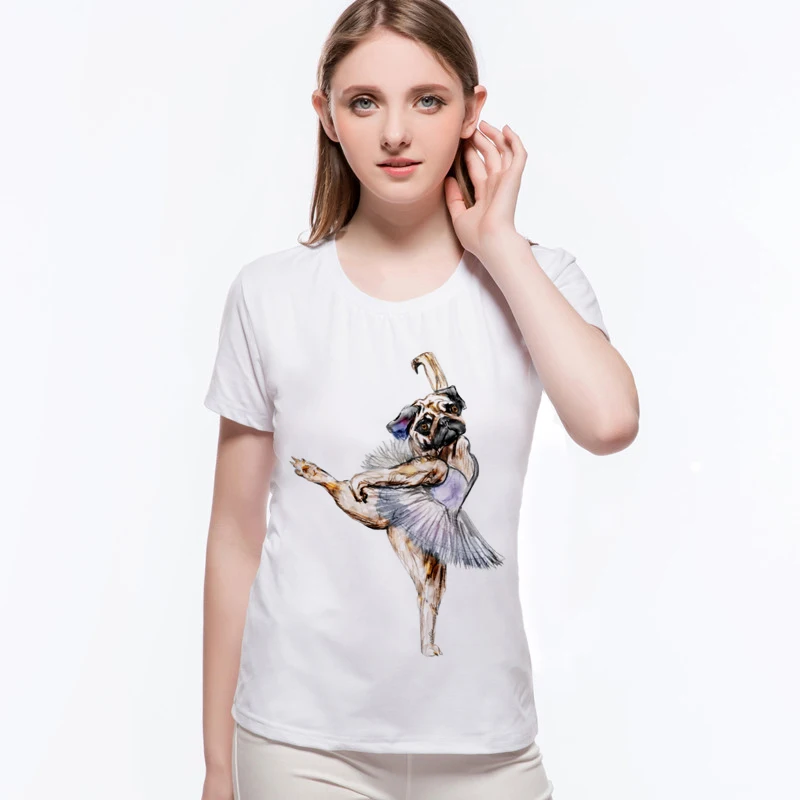 Новинка женская одежда Роман панель в форме французского бульдога Футболка с