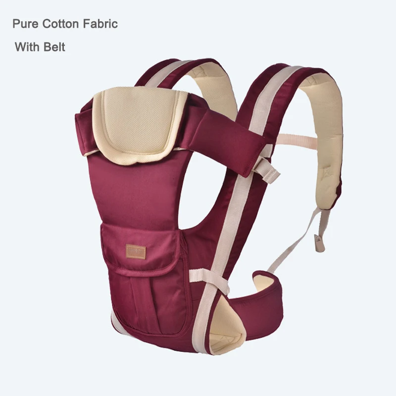 Cotton Winered Многофункциональная переноска для детей 2-30 месяцев, переноска для младенцев, высокое качество, слинг, рюкзак, сумка-кенгуру - Цвет: Cotton Winered