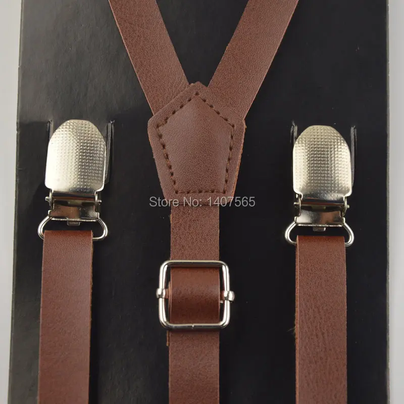 Подтяжки из искусственной кожи для мужчин и женщин коричневый черный цвет ширина