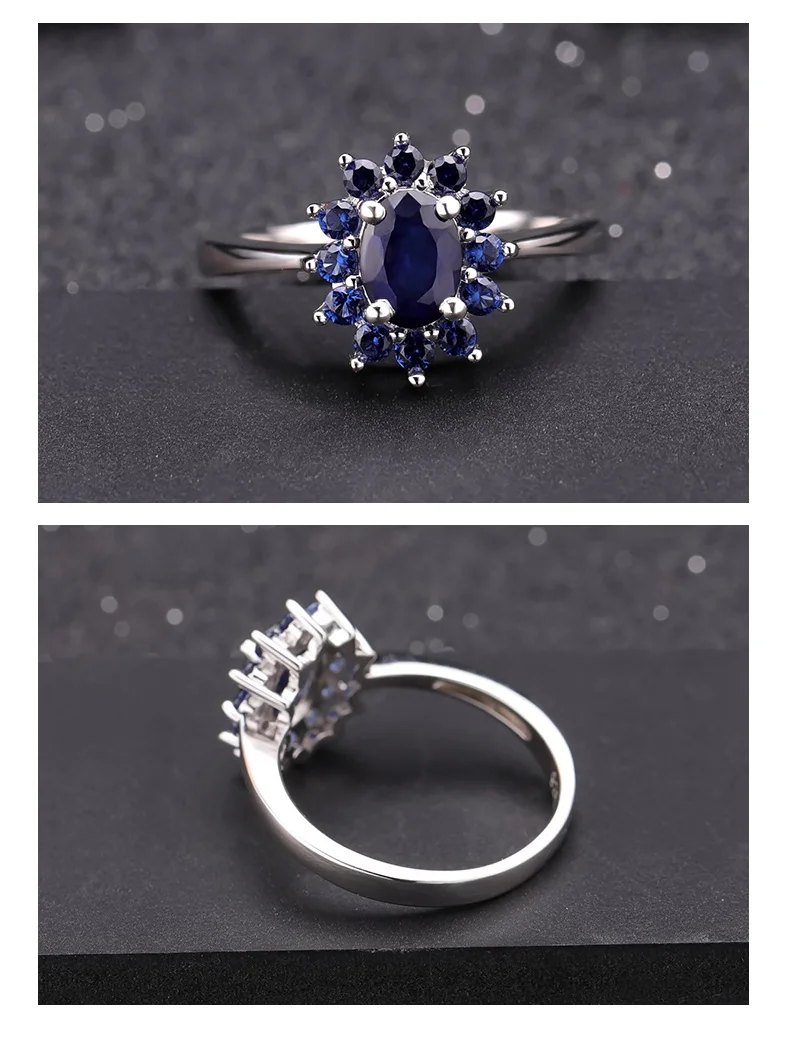 Gem's Ballet 1.89Ct натуральные синие драгоценные камни-сапфиры кольцо 925 пробы серебро Винтажные Цветы кольца для женщин подарок хорошее ювелирное изделие