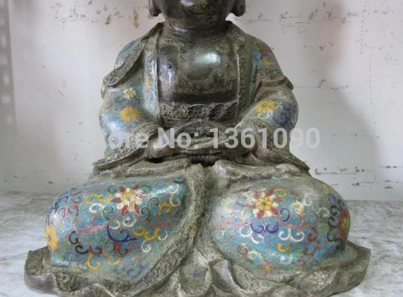 

Tibetan Old Copper Bronze cloisonne Amitayus Tathagata Sakyamuni Buddha Statue