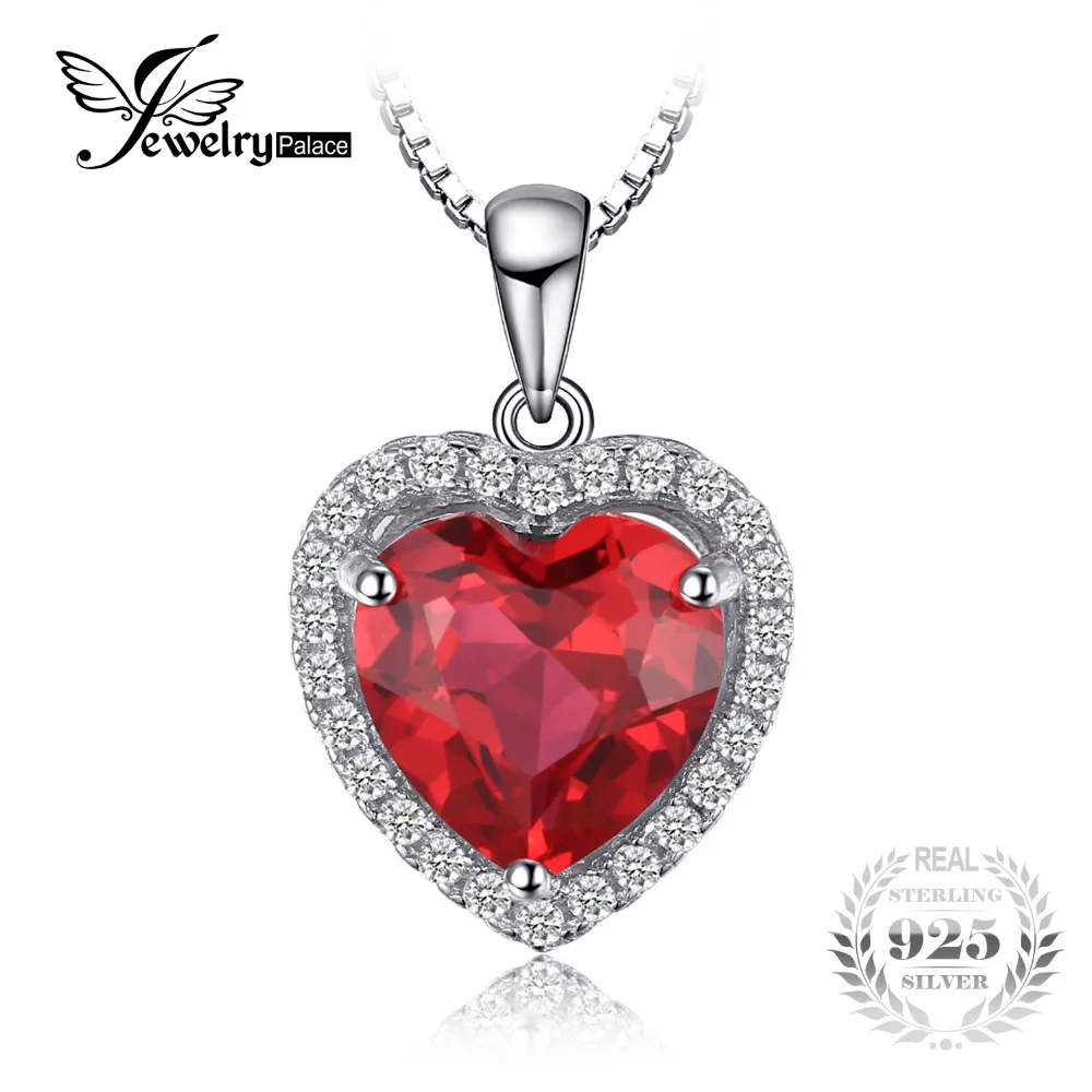JewelryPalace 925 пробы Серебряное ожерелье с подвесками Сердце океана создан красный