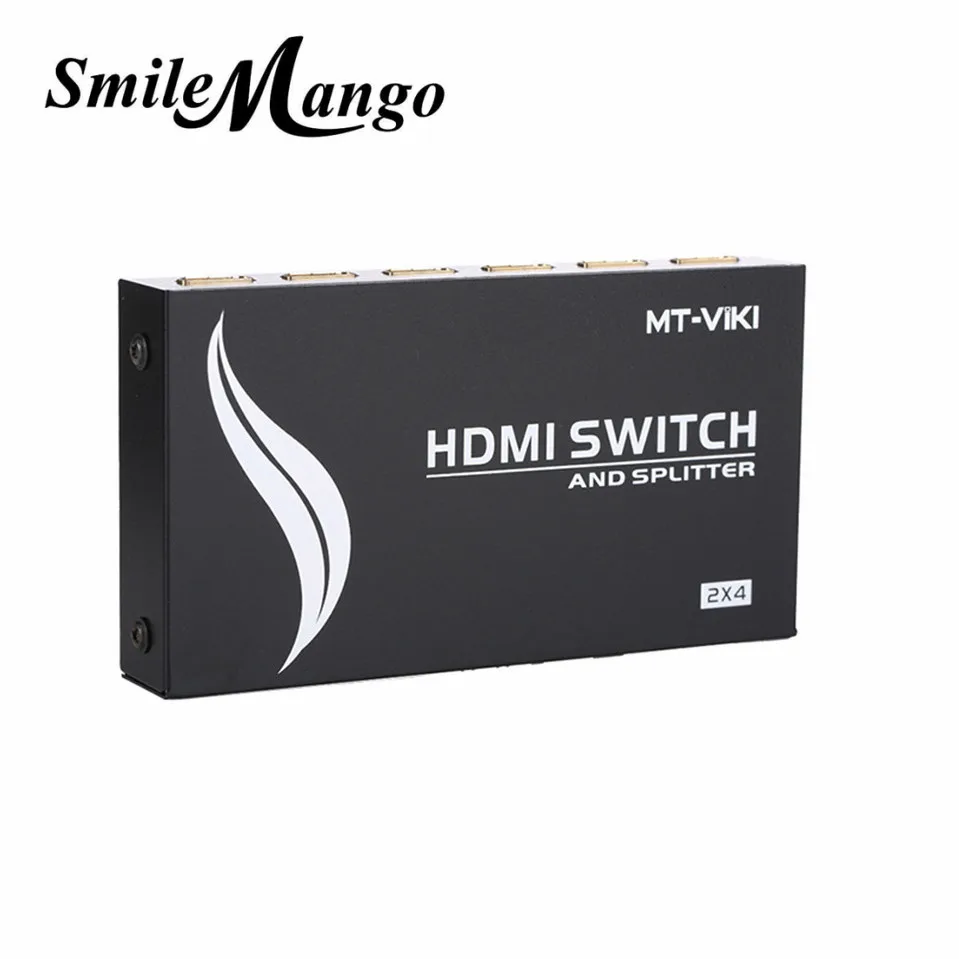 2019 оригинальный Φ 2x4 HDMI переключатель разветвитель от 2 до 4 с ИК пультом