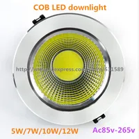 30PCS  5W/7w/10w/12w New Very Bright LED COB chip downlight Recessed LED Ceiling light Spot Light Lamp White/ warm white