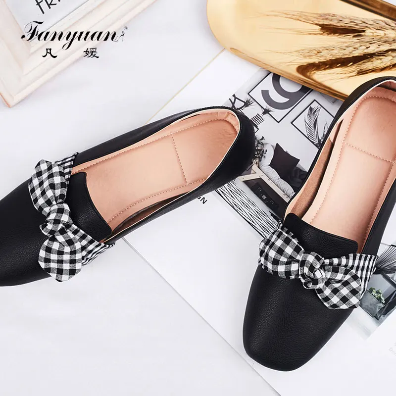 

Fanyuan Fashion Mixed Colors Shallow pumps Spring/Autumn Plaid Butterfly-knot Casual Shoes Women Shoes Concise Slip-On Shoes