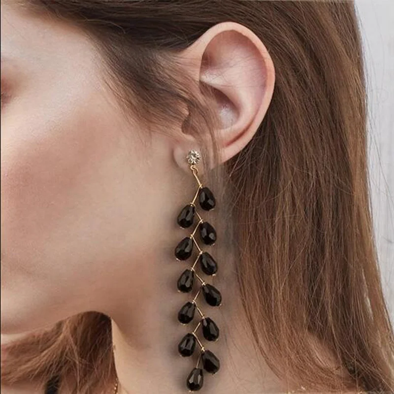 Meidi красные бусины Висячие серьги из смолы бисера длинные для женщин модные