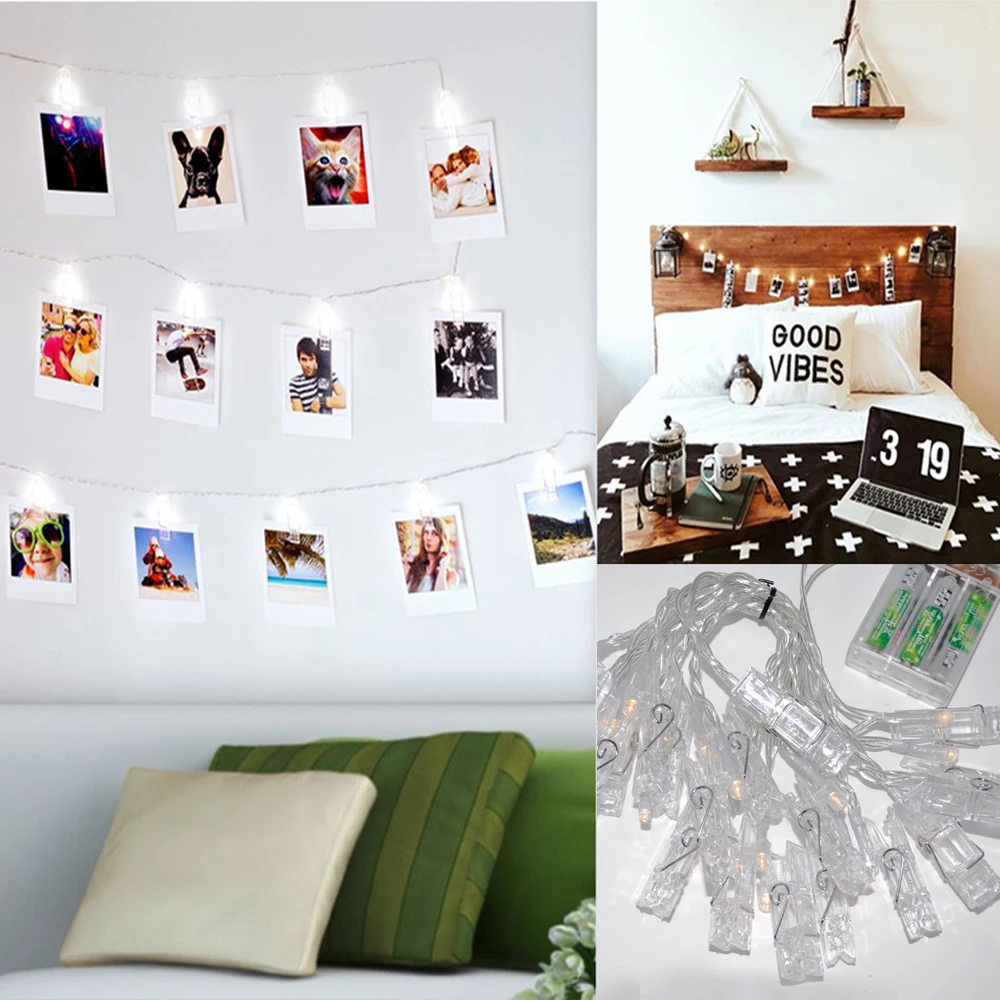 

Battery Powered 20 LED Photo Picture Clip String Light Twinkle Fairy Wall Decoration Lights Length 5M Warm White Lighting