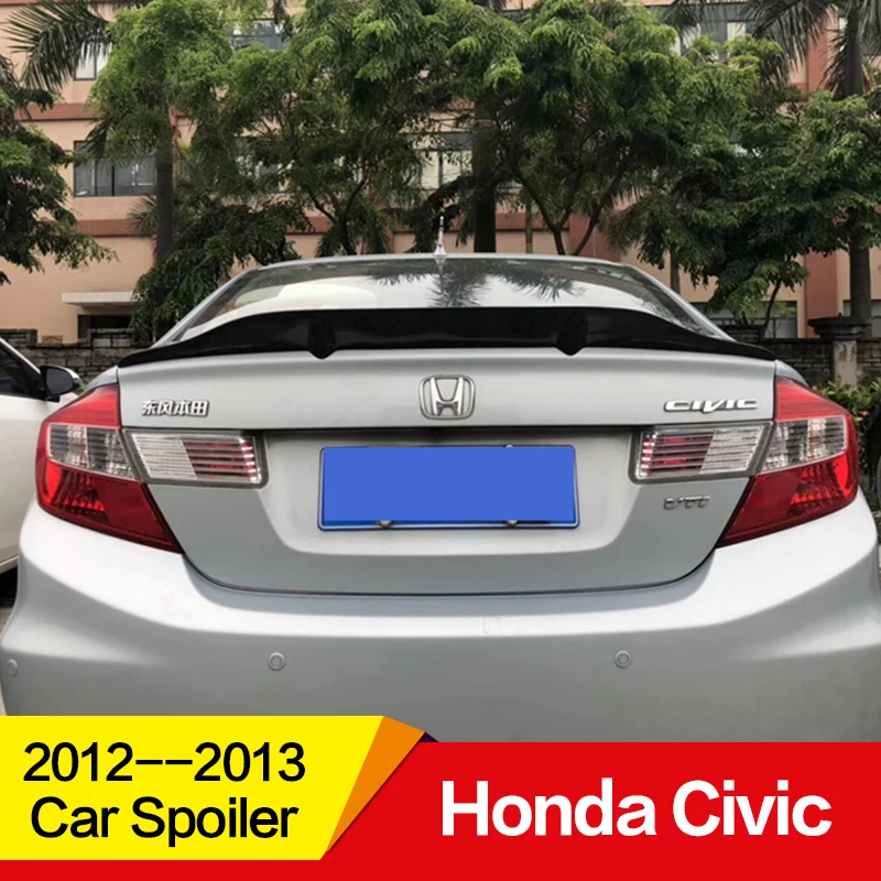 Используется для honda civic спойлер 2012 2013 год Глянцевая углеродное волокно/FRP заднее крыло R стиль спортивные аксессуары