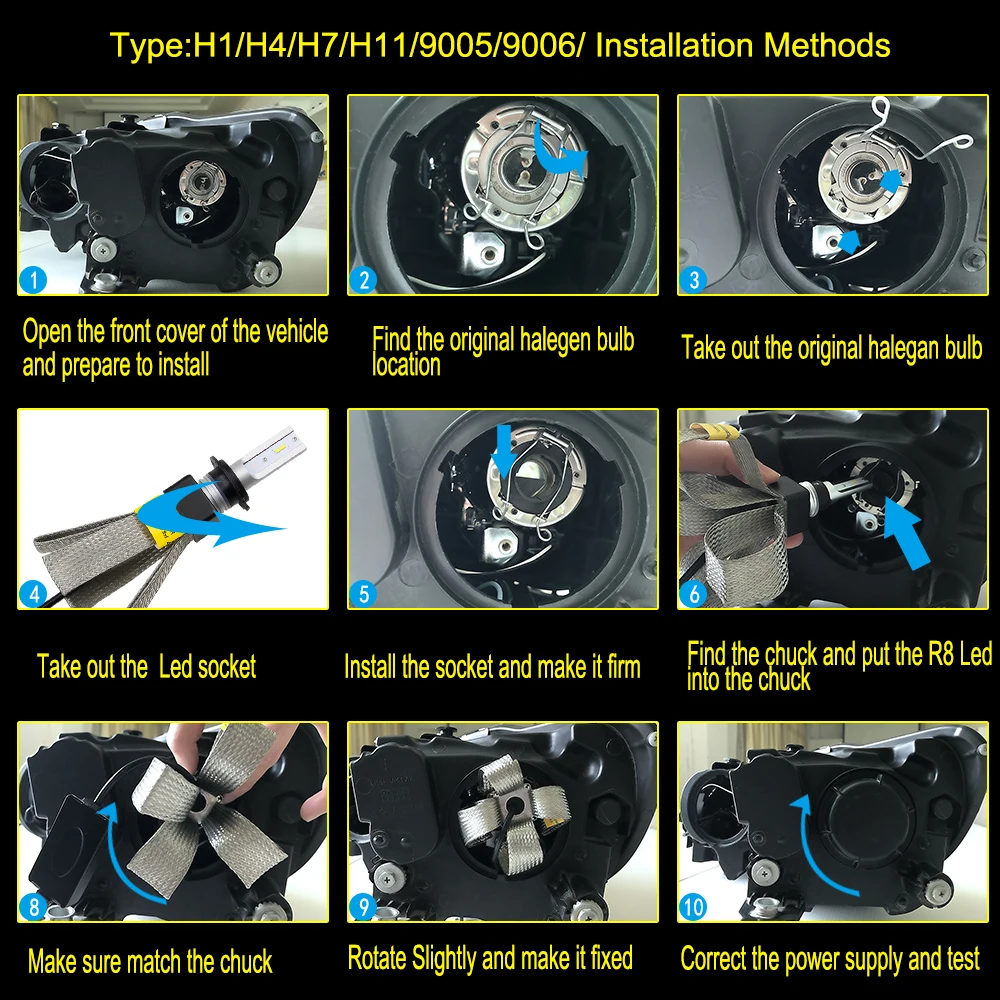 CARLITS H4 двойной Цвета светодиодный Автомобильные фары H7 H1 H11 9005 9006 3000K 4300K 6500K в одной лампы для автомобилей светодиодный лампы 12V 60 Вт 2 шт