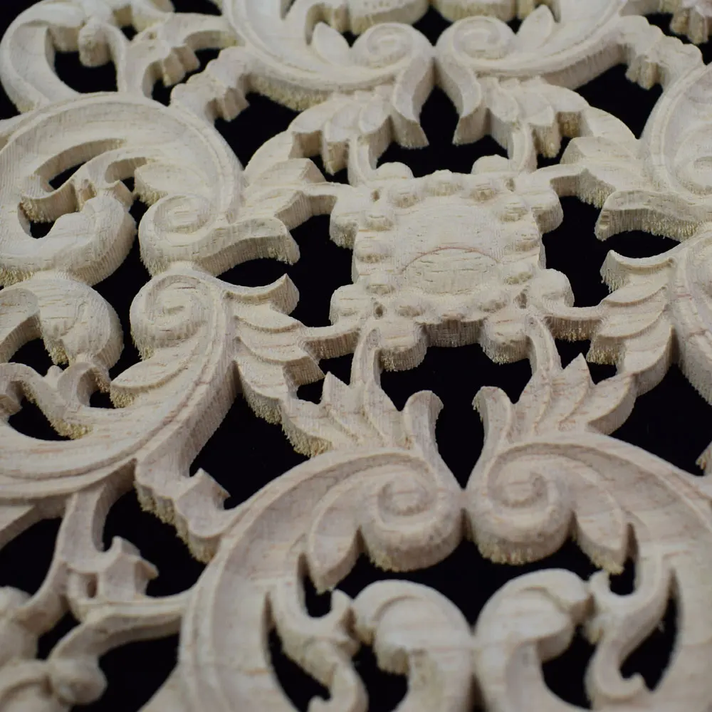 20/24CM Natural Floral Wood Carved Decal European Style Woodcarving Furniture Applique Home Decoration Accessories - купить по