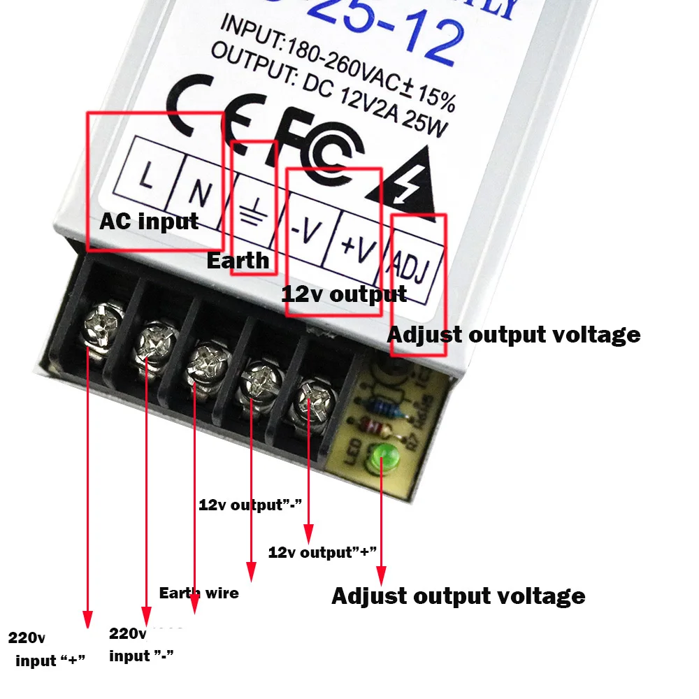 Питание DC12V 2A 25 Вт светильник ing трансформатор AC180 260V для светодиодный драйвер