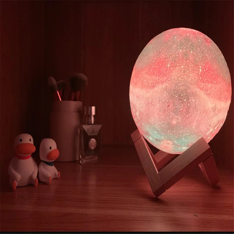 Ночной светильник с 3D рисунком галактики Луны цветные изменения Прямая поставка
