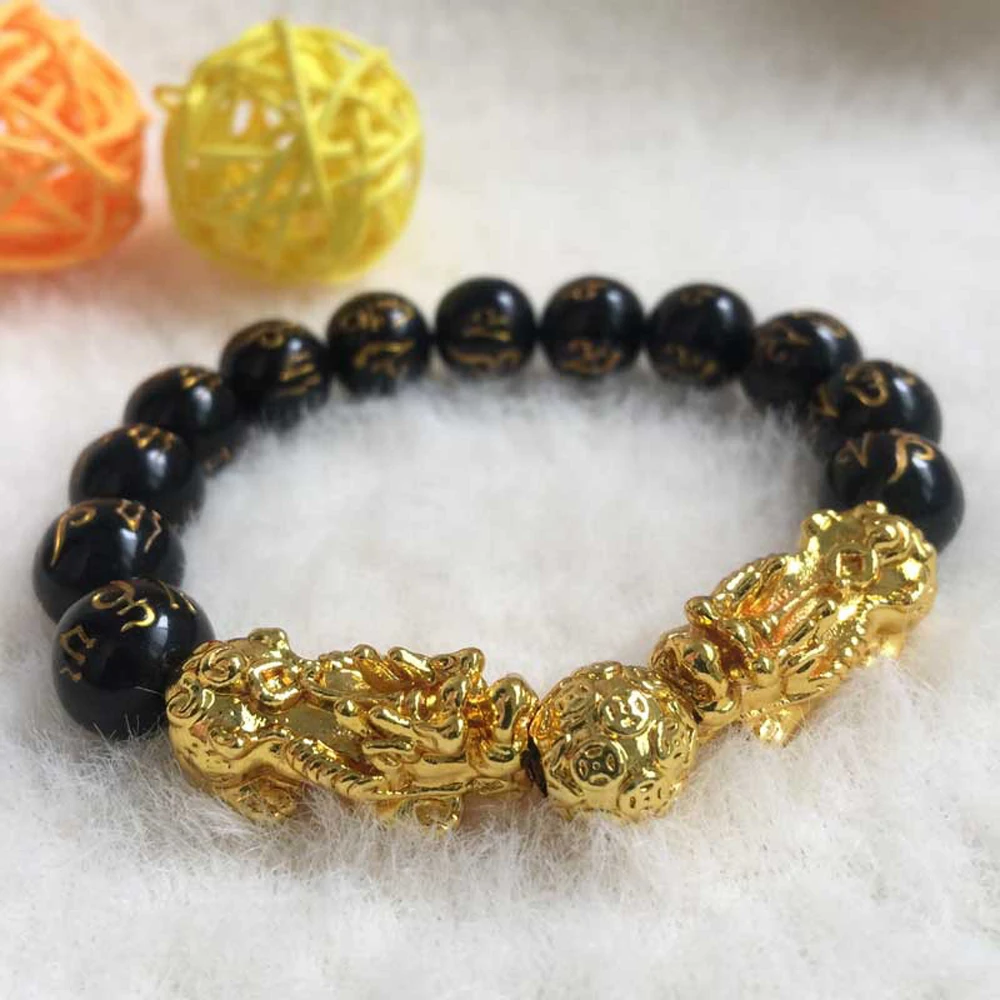 Браслет из натурального обсидиана Будды для мужчин и женщин браслет Pixiu