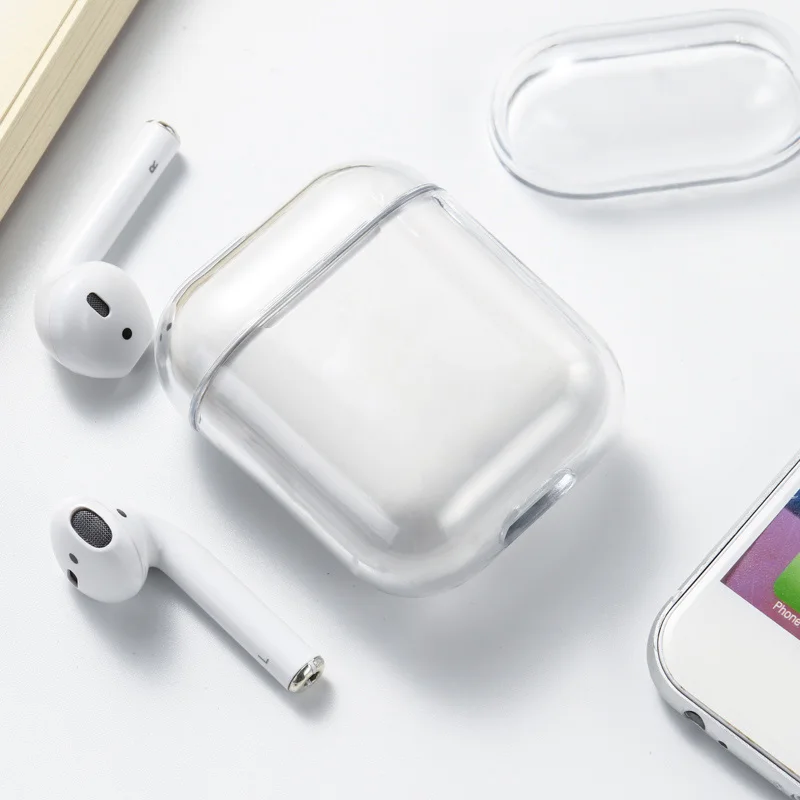 Transparent Чехол для Airpods 2 чехол s с гальваническим покрытием Жесткий Чехол Для Air pods 2 роскошные золотые противоударные наушники Чехлы аксессуары для кожи - Цвет: Transparent