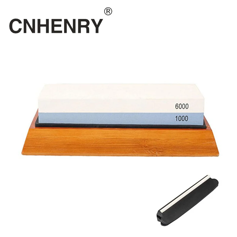 6000 1000 whetstone Knife Sharpener Stone Double Side grit whetstone for Kitchen sharpening tool bamboo base Sharpener Angle Guide1000/6000 - Цвет: 6000 1000 whetstone