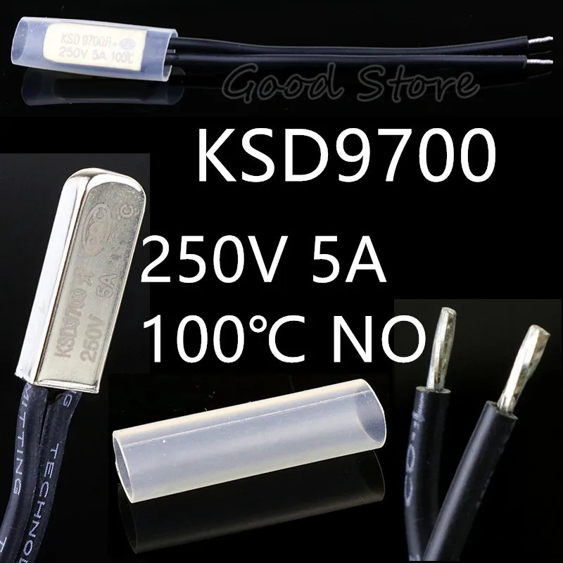 100 Degree Celsius 5 шт. без KSD9700 250V 5A 40~ 155 градусов биметаллический дисковый Температура переключателя нормально открытый термостат Термальность протектор - Цвет: 100 Degree Celsius