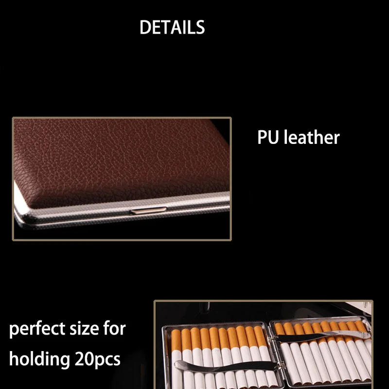 Men's Gift PU leather Cigarette Case Holder For 20pcs King Size Smoking Accessories Smoke Gadget Plaid Cigar Smoker Tool | Дом и сад