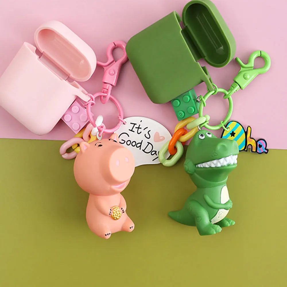 Cute Toy Story Rex Зеленый Динозавр Хэмм Свинья силиконовые чехлы для Apple Bluetooth наушники Airpods Чехол Air Pods 2 Acessorios