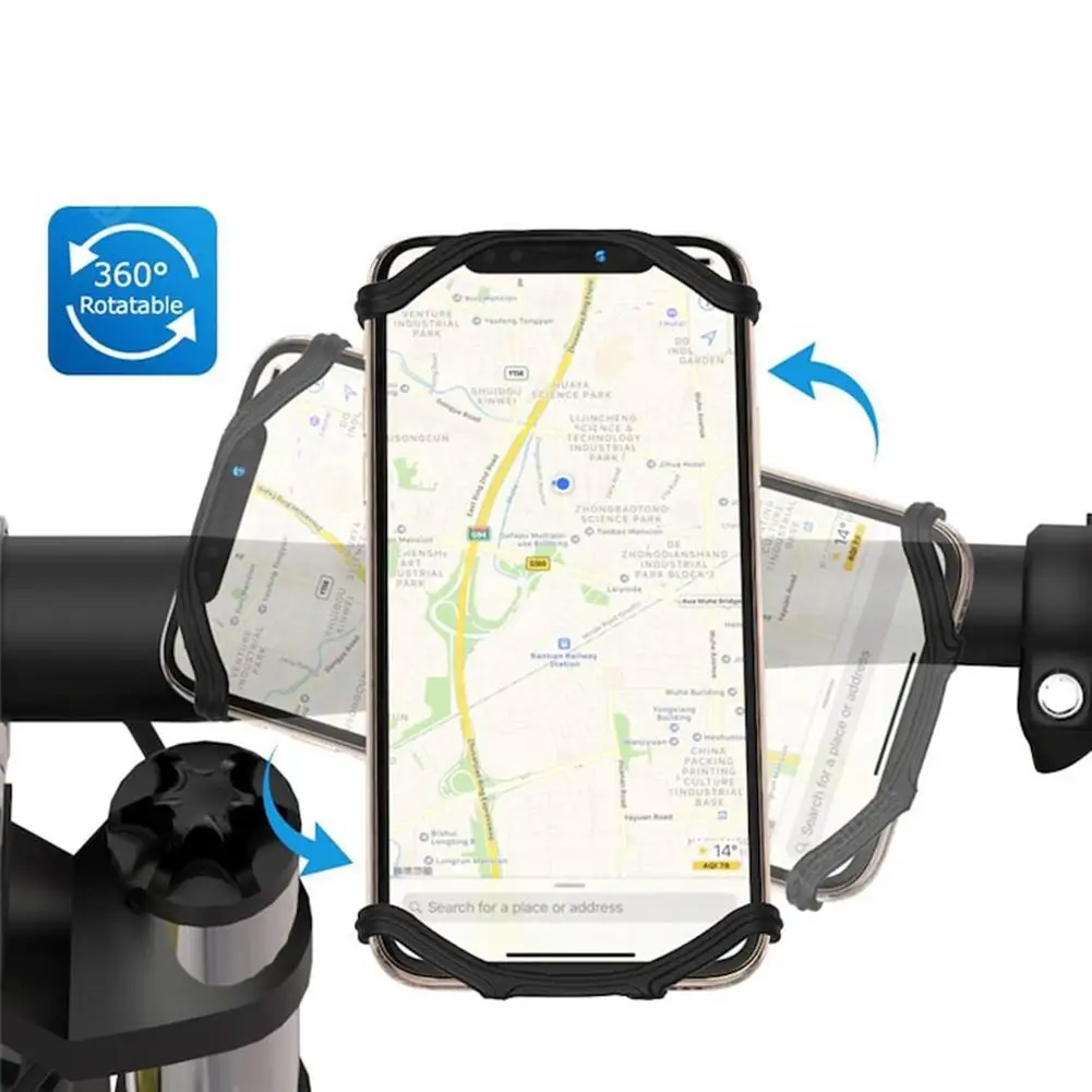 Bike Phone Holder 360 Degrees Rotatable Universal Silicone Mount Buckle Non-slip For Cellphone Handlebar Support Telephone Moto