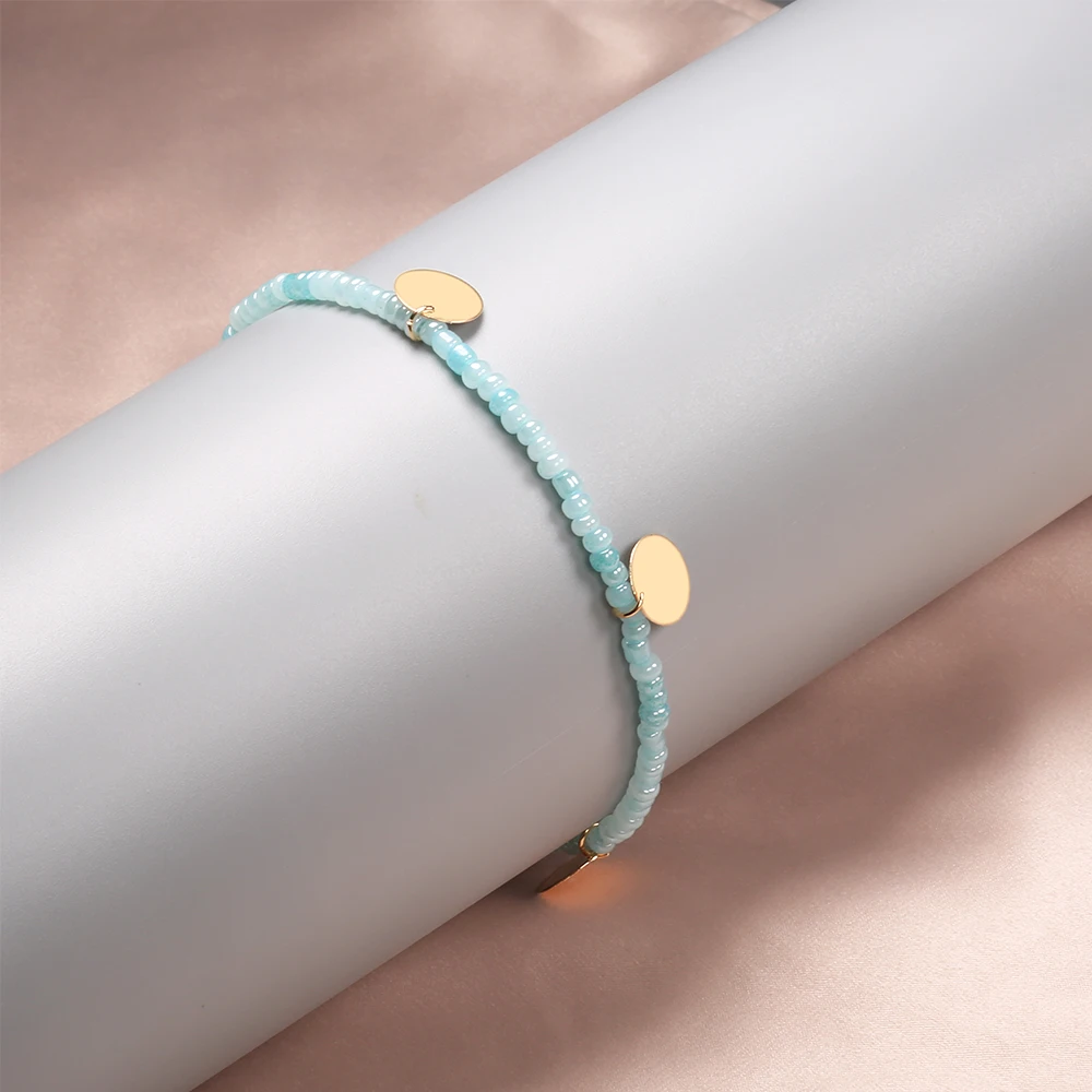 Круглый Кулон эластичные браслеты на лодыжку 2019 для женщин новый камень браслет