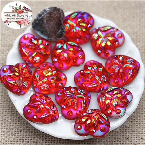 100 шт. 10 мм в форме сердца блестящие цветные цветы AB акриловые стразы плоская