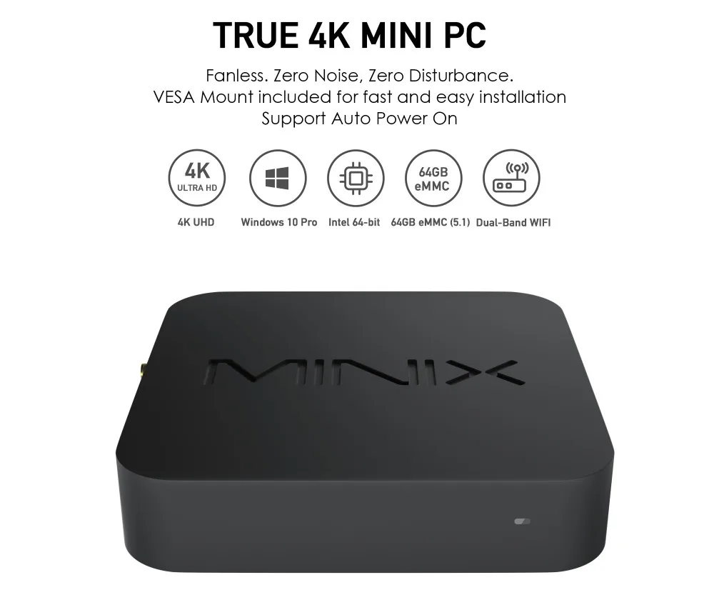 MINIX NEO Z83-4 Intel Atom X5-Z8350 64 бит Cherry Trail безвентиляторный мини-ПК Windows 10 ram 4 Гб DDR3L 64 Гб eMMC WiFi HDMI Smart tv Box