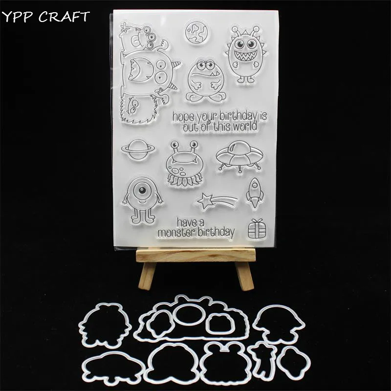

YPP CRAFT Halloween Monsters Stamp And Metal Cutting Dies for DIY Scrapbooking Decorative Embossing DIY Paper Cards 298