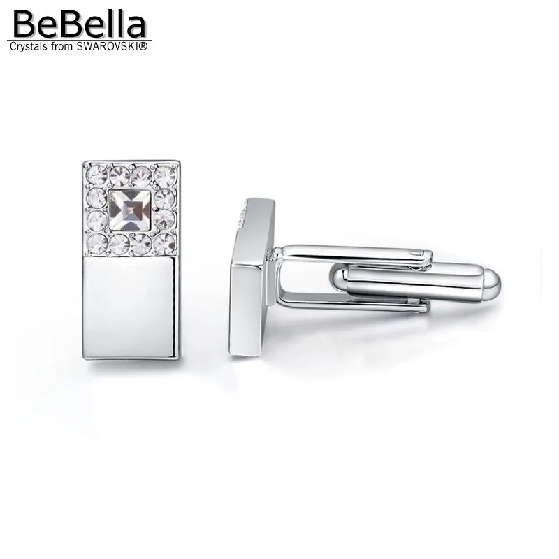 Мужские квадратные запонки BeBella с кристаллами сделанные Swarovski ELE TS подарок на день