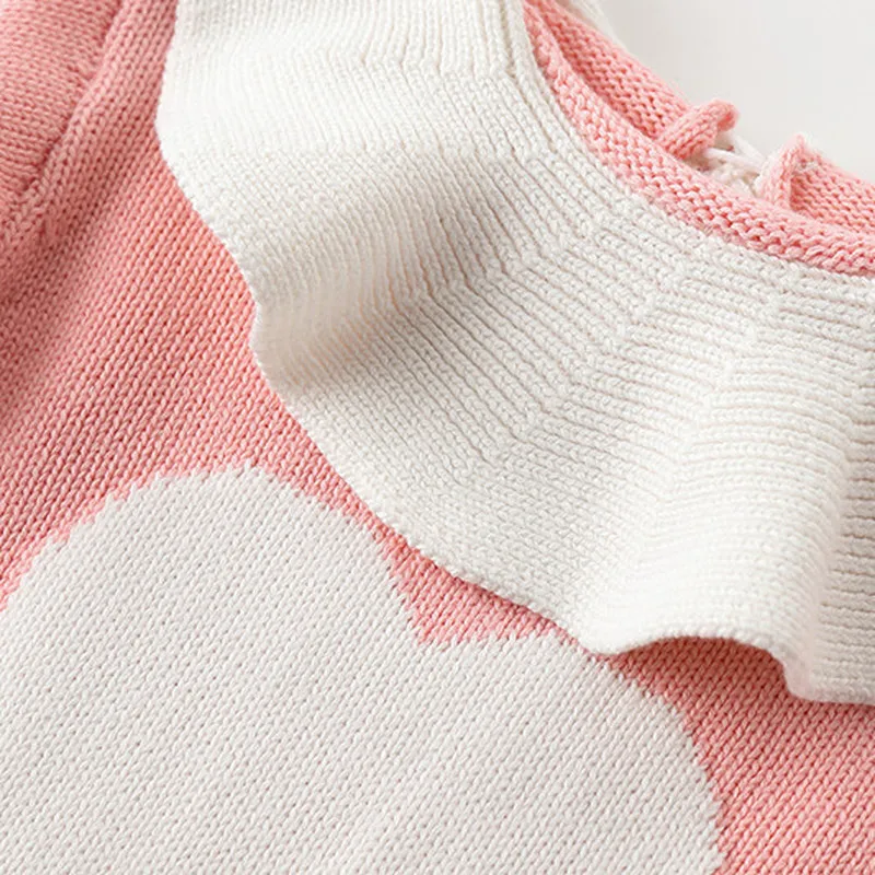 

Cute Newborn Girls Knitted Babysuits Heart Kids Clothes Infant Baby Long Sleeve Ruffles Romper Cotton Clothes 2019 Autumn Spring