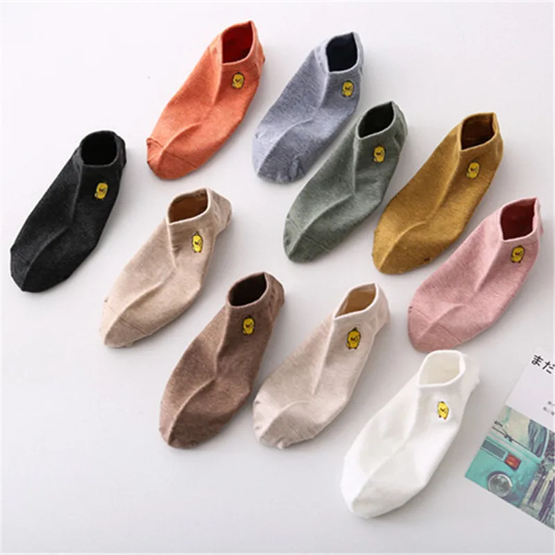 Летние носки HJKYT с изображением желтой утки хлопковые смешные милые короткие