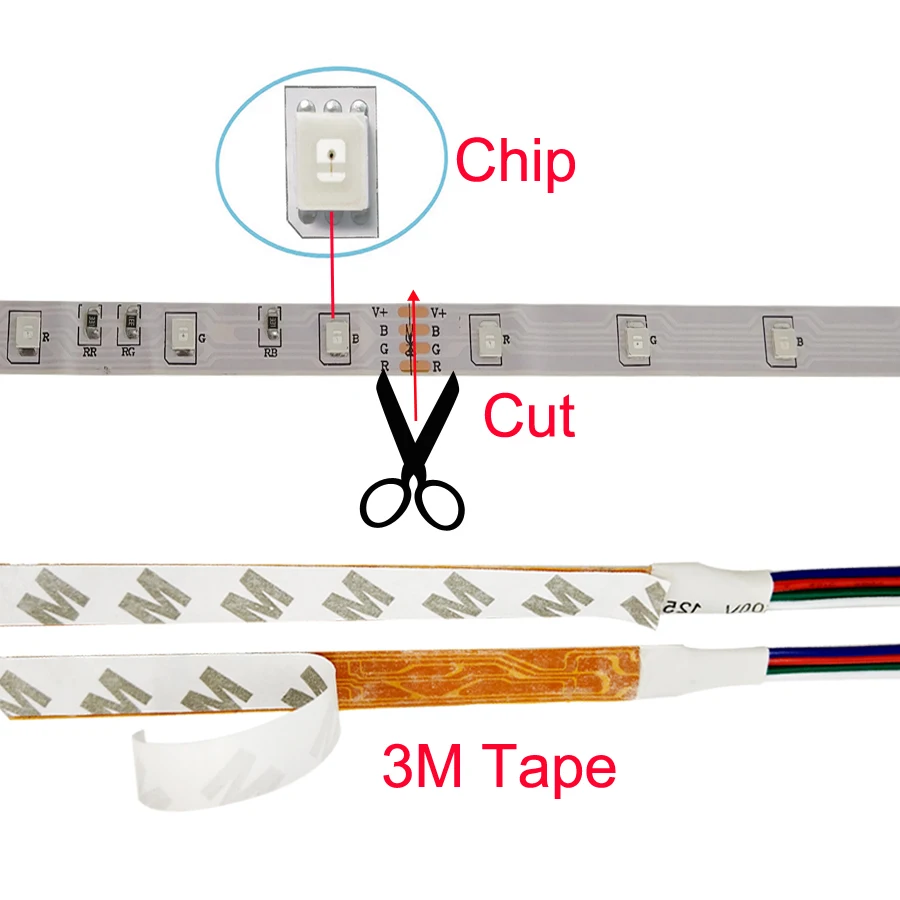 5 м 10 2835 Светодиодные ленты без Водонепроницаемый RGB e света гибкие SMD 3528 DC12V