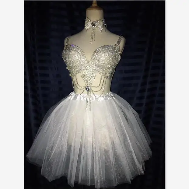 Prom Ballroom female costumes Bar Nightclub DJ Singer Star Party Model Catwalk performance clothes Yellow Rhinestones Bikini set |