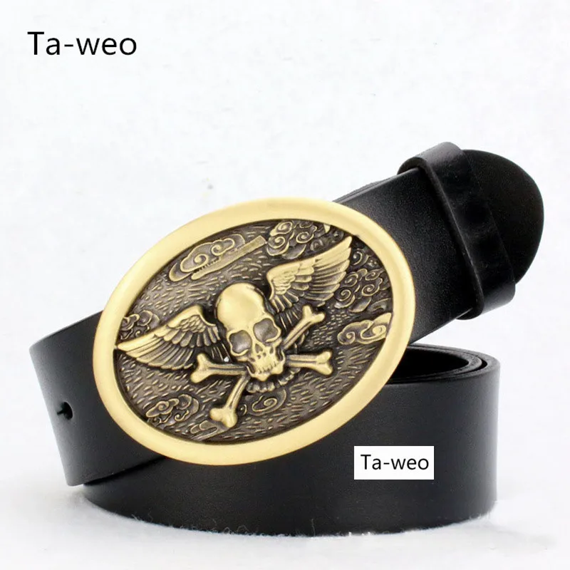 Большой гладкий ремень с пряжкой в виде пиратского черепа модные новые мужские