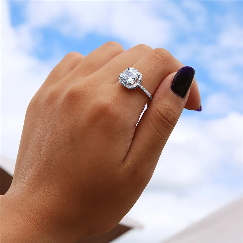 2018 New Women's Fashion Meteorite Rings Shining Crystal Ring Engagement Jewelry Romantic Gift for Women Size 7 8 | Украшения и