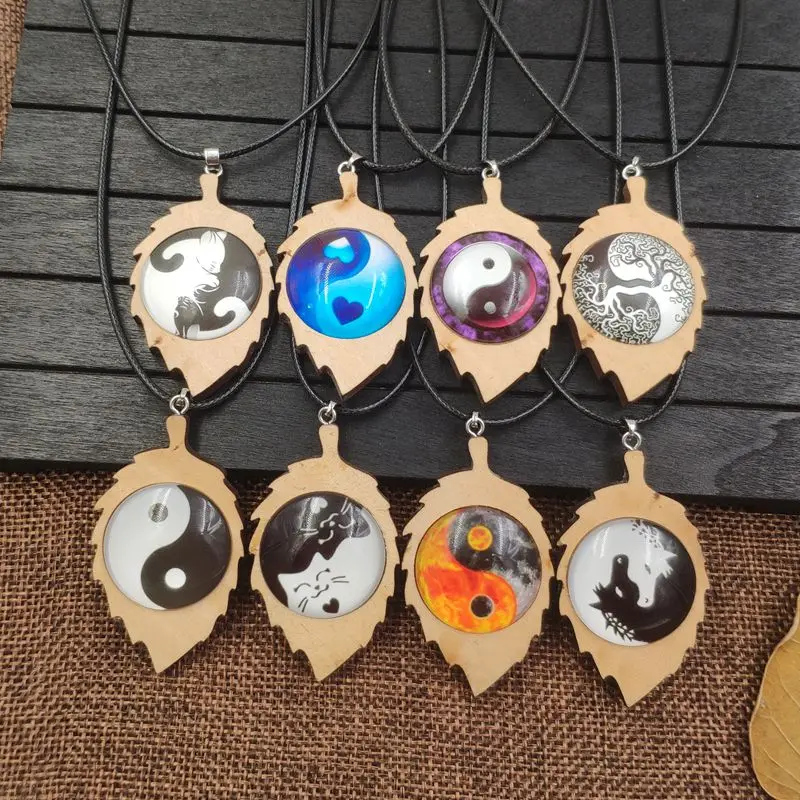 Даосизм Цепочки и ожерелья с подвесками деревянный веревка драгоценными камнями